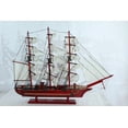 thumbnail image 4 of Red Wooden Sailboat Model with Cloth Sails and Details 33" x 6" x 24"H, 4 of 12