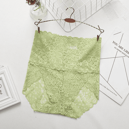 

Wish Womens Lace Underwear High Waist Panties Sexy Set 3-Pack Green XL S956