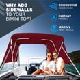thumbnail image 4 of KNOX 4 Bow Bimini Top Sidewalls for KNOX Bimini Tops for Boats, 600D Solid Canvas Side Blocks with Adjustable Straps, Stainless Steel Mounting Hardware, 80"L x 26"H, Burgundy, 4 of 6
