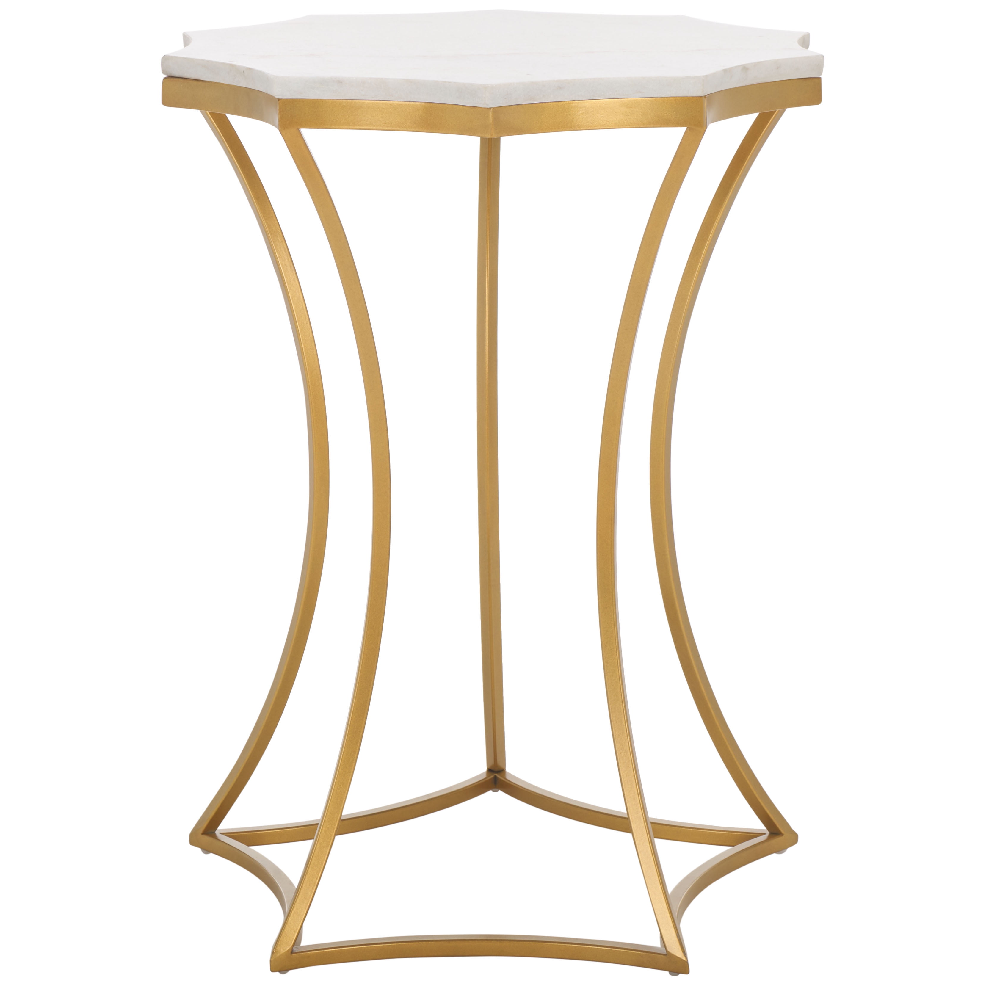 Safavieh Starbella Glam Metal And Marble Free Form End Table, White / Gold