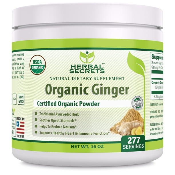 Herbal Secrets Organic Ginger Powder 16 Oz Capsules