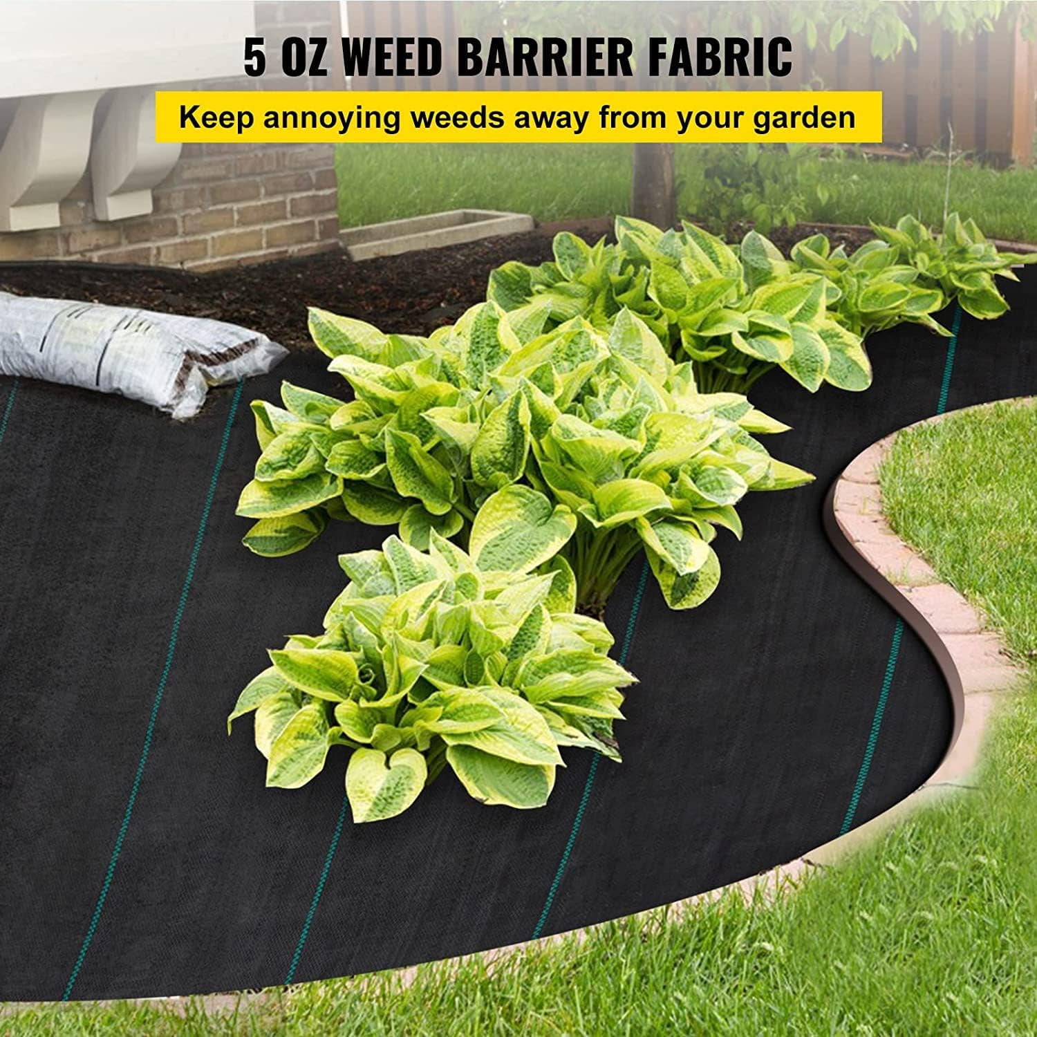 Woven Landscape Fabric 5oz, 5 x 300FT Weed Fabric Barrier, Double Layer, Garden Fabric Weed Barrier, Weed Control Fabric Ground Cover, Gardening Mat for Garden Beds, Landscaping