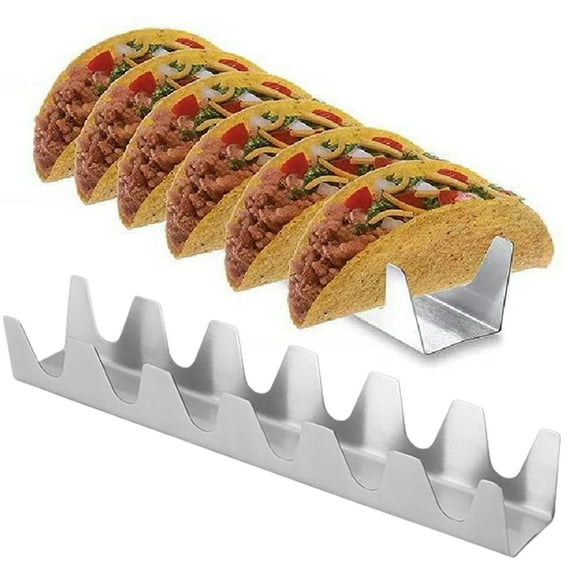 Joernso Taco Holder Wave Shape Wear Resistant Stainless Steel 6 Holds Food Burrito Tray for Home