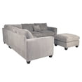 thumbnail image 6 of Poundex 4 Piece Sectional Sofa Set in Gray with Corduroy Sofa and Ottoman for Living Room, 6 of 9