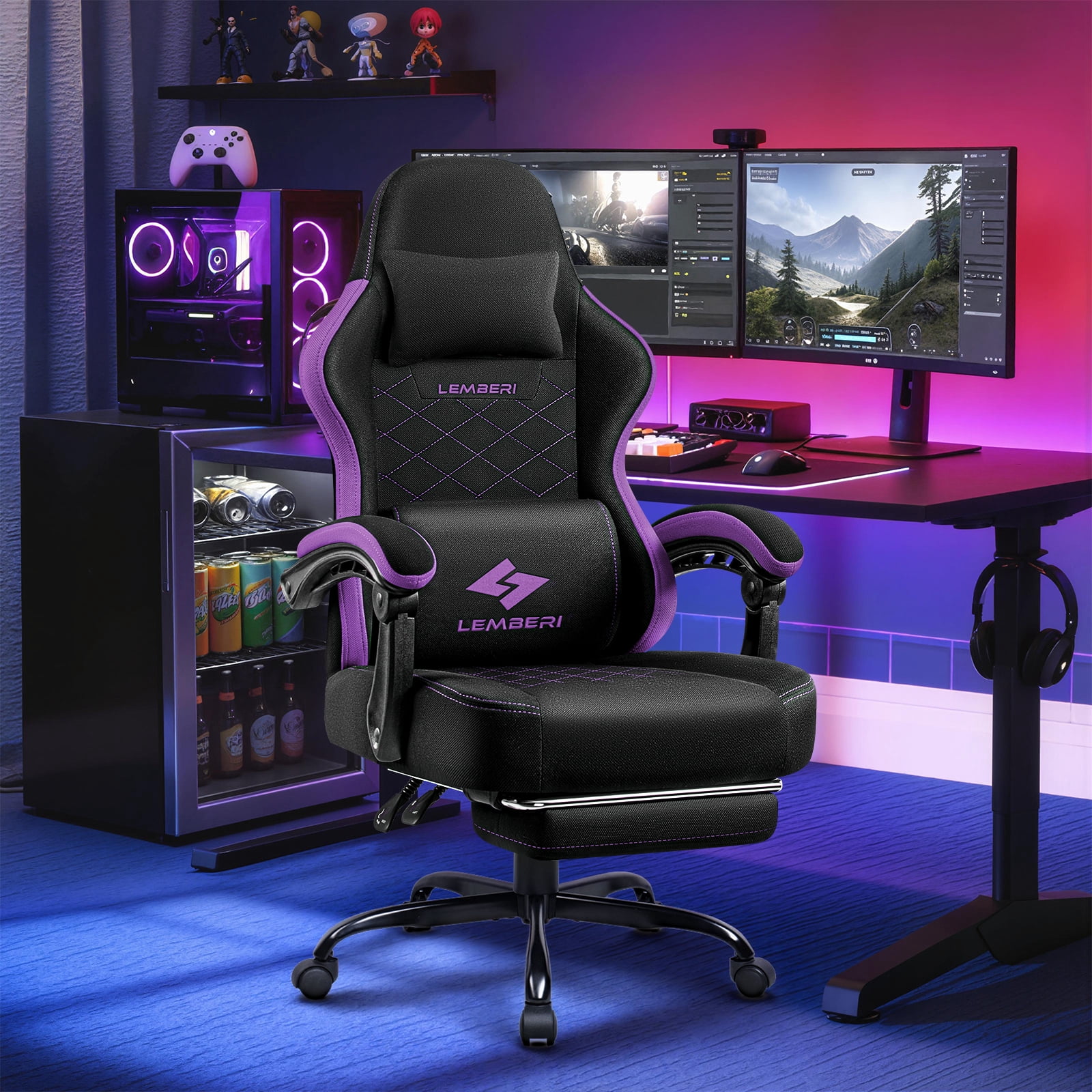 Waleaf Video Game Chairs with footrest,Gamer Chair for Adults,Big and Tall Chair, 400lb Capacity, Racing Style Computer Chair with Ergonomic Lumbar Support, Gaming Chairs for Teens