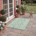 thumbnail image 4 of SAFAVIEH Courtyard Darin Botanical Indoor/Outdoor Area Rug, Green/Ivory, 5'3" x 5'3" Square, 4 of 15