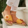 thumbnail image 2 of Dakaela Flower Flat Sandals for Women Comfortable Summer Beach Walking Slippers Arch Support Open Toe Casual Slip on Slides Yellow 8, 2 of 6