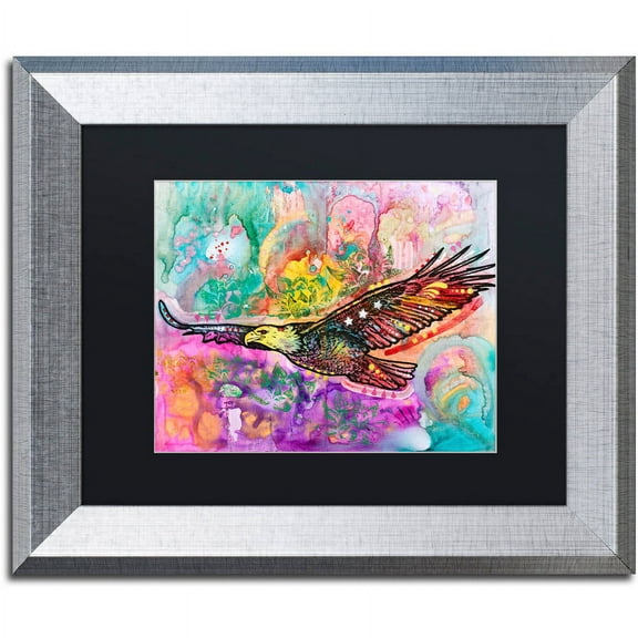 Trademark Fine Art "Eagle" Canvas Art by Dean Russo, Black Matte, Silver Frame