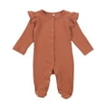 thumbnail image 1 of Seyurigaoka Unisex Baby Footed Romper, Cute Long Sleeve Solid Color Knitted One-Piece Bodysuit Pajamas, 1 of 6