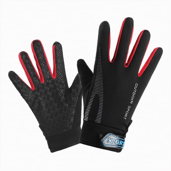 UngA Kids Bike Gloves Cool Ice Silk Anti-Slip Sweat Towel Velcro Closure Breathable Comfortable for Boys & Girls (Red,6-11 Years)