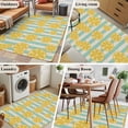 thumbnail image 5 of Yellow Lemon 4x6 Area Rugs for Living Room, Teal Stripes Linen Background Non Slip Floor Mat Washable Low-Profile Indoor Carpet for Bedroom, Dining Room, Bathroom, 5 of 9