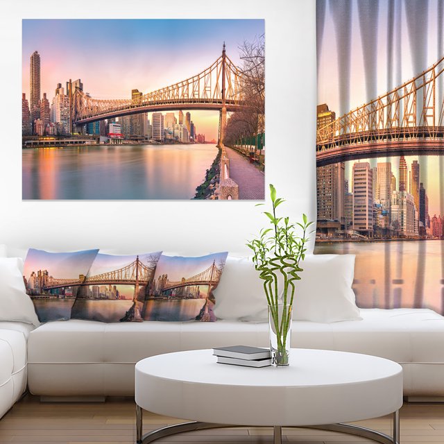 Queenboro Bridge Panorama at Sunset - Cityscape Canvas Print
