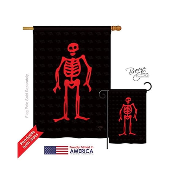 Breeze Decor 07035 Pirate Edward Low 2-Sided Vertical Impression House Flag - 28 x 40 in.