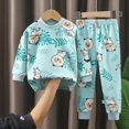 thumbnail image 2 of TOWED22 Little Boys Pajamas Set 2 Piece Long Sleeve Print Top and Pants Cotton Pjs Soft Sleepwear Jammies Fall Winter 6-12 Months 12-24 Months 2t 3t 4t 5t 6t 7t 8t 9t Children,Mint Green,3-4 Y, 2 of 4