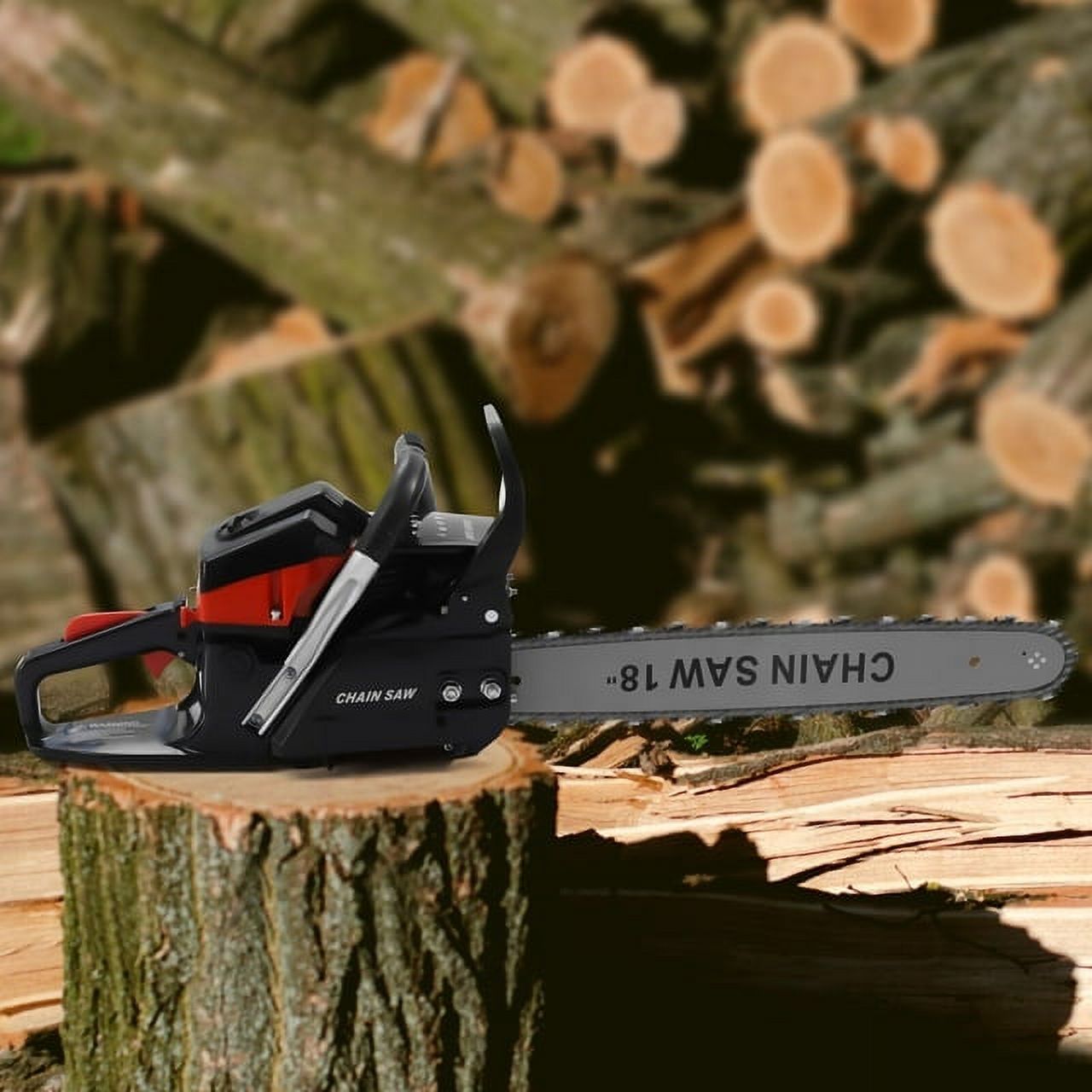Aiqidi 18" Gas Chainsaw, 58CC 4.4HP 2 Stroke Gas Powered Chain Saw Handheld Cordless Gasoline Chain Saws Garden Tool Set for Wood Cutting Forest Felling Tree Pruning