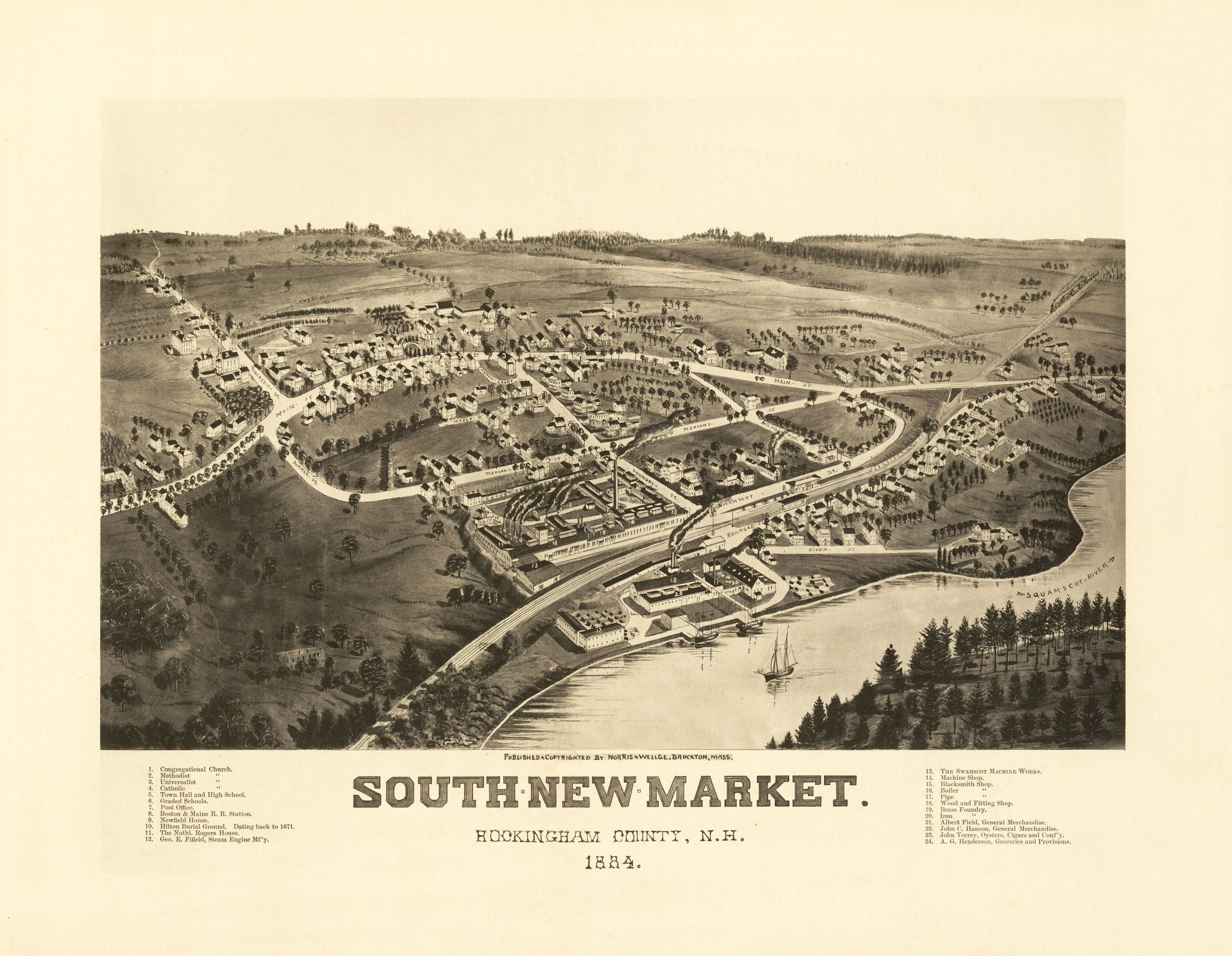 South Newmarket New Hampshire Norris 1884 29.64 x 23