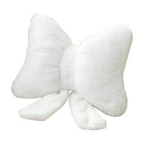 Chanana White Bow Pillow,16.1''x17.7" Bow Decorative Pillows with Faux Rabbit Fur,Soft Bow Throw Pillows Aesthetic Bow Shaped Pillow for Bed Sofa Couch Home Decor