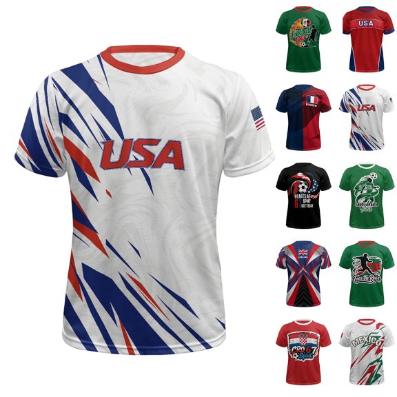 2026 New USA Soccer Jersey Men, United States Jersey Soccer, Jersey USA Crew Neck Short Sleeve Football Shirt, USA Flag Soccer Jersey for Adult(Black, 2XL)