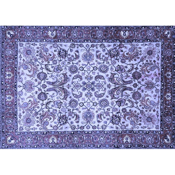 Ahgly Company Machine Washable Indoor Rectangle Persian Blue Traditional Area Rugs, 5' x 7'