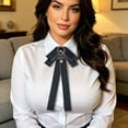 thumbnail image 5 of Aufmer Solid Color Long Ribbon Neck Bow Flexible Adjustable Structure Soft Elegant Vision For Female Daily Life Office Festival Outfit Decoration, 5 of 5
