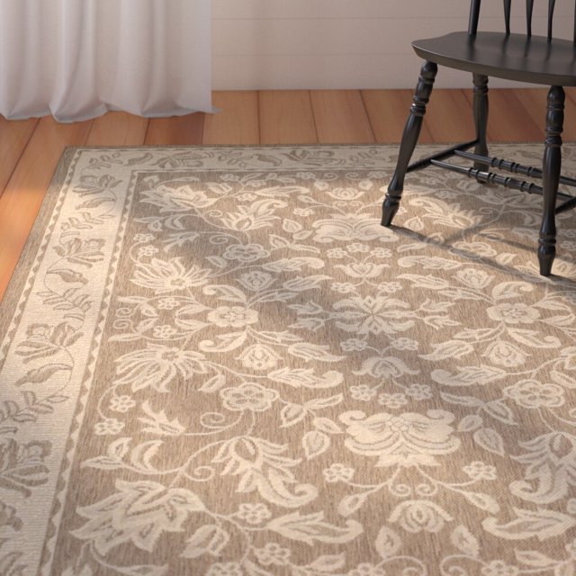 António Creme/Brown Indoor/Outdoor Area Rug, Location Indoor / Outdoor