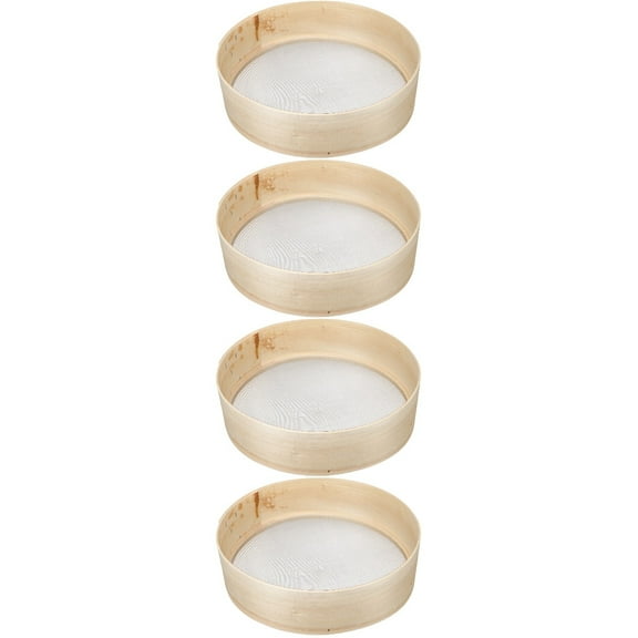 MLINS 4pcs Wooden Flour Sieve Sifter Manual Powder Sieve Baking Tool Baking Flour Sifter