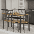 thumbnail image 4 of Space-Saving 5 Piece Kitchen Table Set – Metal and Wood Dining Set for 4 with Storage Shelf, Modern Breakfast Nook Table & Chairs, Small Dining Set for Apartment, Living Room, 4 of 7