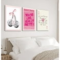 thumbnail image 3 of Pink Preppy Wall Art Framed Set of 3 Trendy Coquette Disco Cherry Posters Retro Guest Check Canvas Prints Poker Painting Positive Quote Pictures Room Decor Aesthetic for Girls Bedroom Dorm 12x16in, 3 of 6