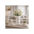 thumbnail image 2 of Decorative Waffle Texture Sculptural Vase for Living Room Decor - Modern Ceramic Flower Vase for Home, Bedroom, Office, and Table Decor - Textured Stoneware Design Accent for Dining Room - 12", White, 2 of 12