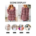 thumbnail image 5 of Fancyglim Womens Tunic Tops Long Sleeve Pleated Blouses Casual Floral Loose Henley Shirts Burgundy S, 5 of 6