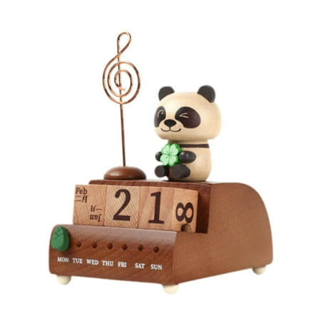 colcolo Desk Calendar Wooden Music Decor Practical Portable Collectible Musical Figurine