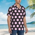 thumbnail image 2 of Lsque Pink Groovy Disco Ball pattern Hawaiian Shirt for Men, Unisex Summer Beach Casual Short Sleeve Button Down Shirts-Small, 2 of 9