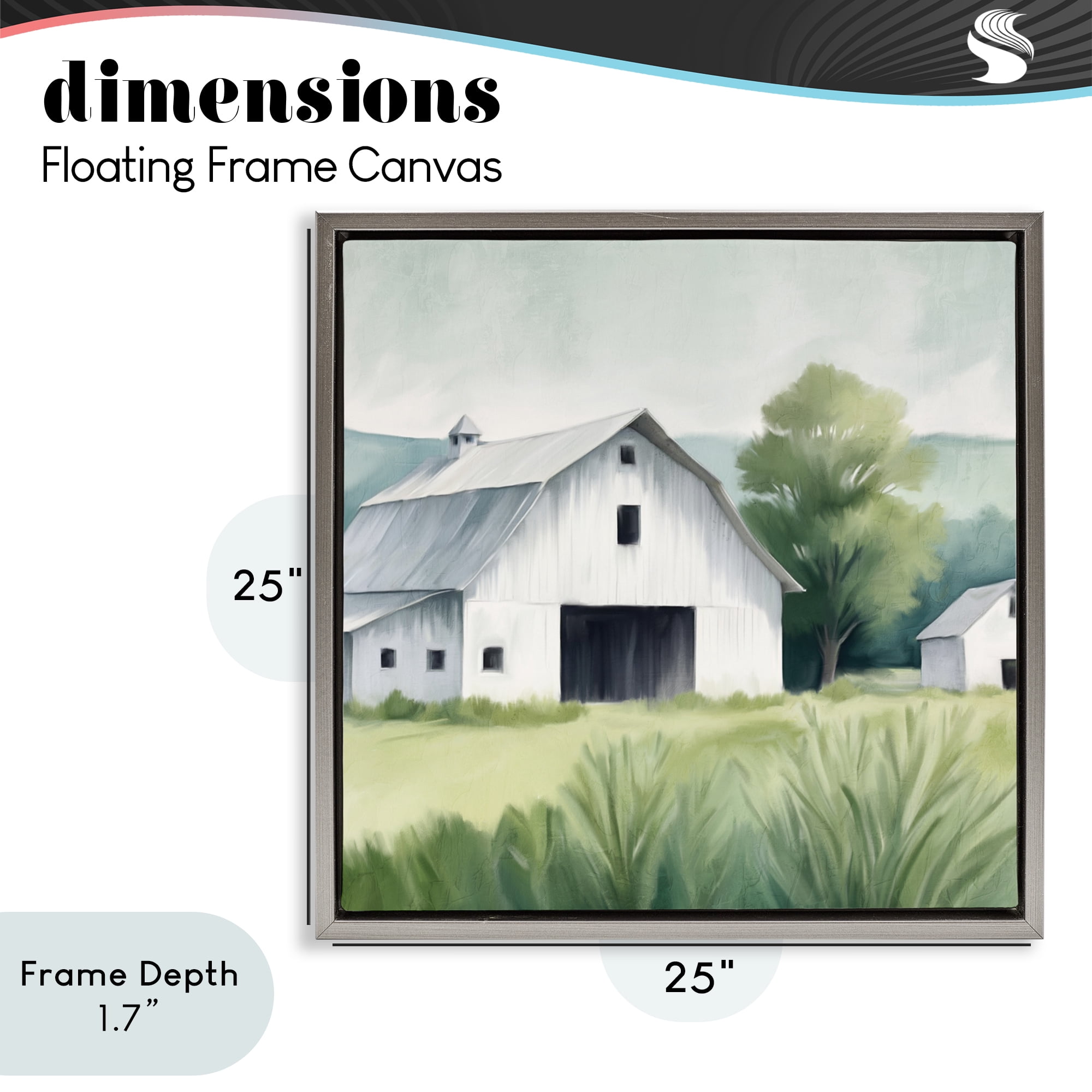 Stupell Industries Farm Home White Barn Gray Framed Floater Canvas Wall Art, design by Kim Allen