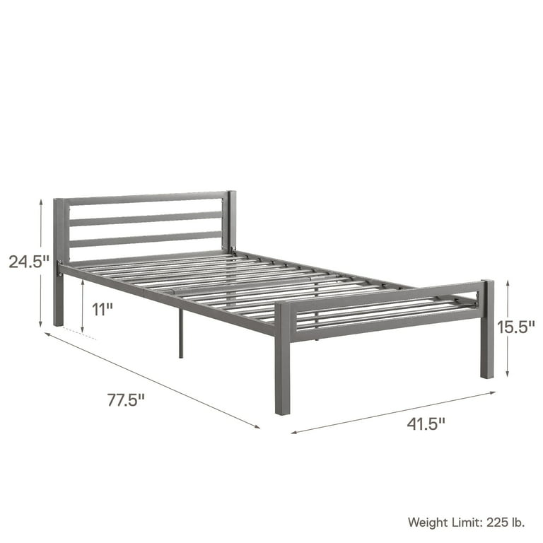 Mainstays Premium Metal Twin Bed, Metal Twin Bed White