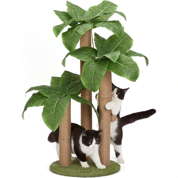 31.5Inch Cat Scratching PostCat Scratcher Tree With 3 Scratching Poles 2 Interactive Dangling Balls Cats Scratching Posts For Indoor Kitten Adult Cats