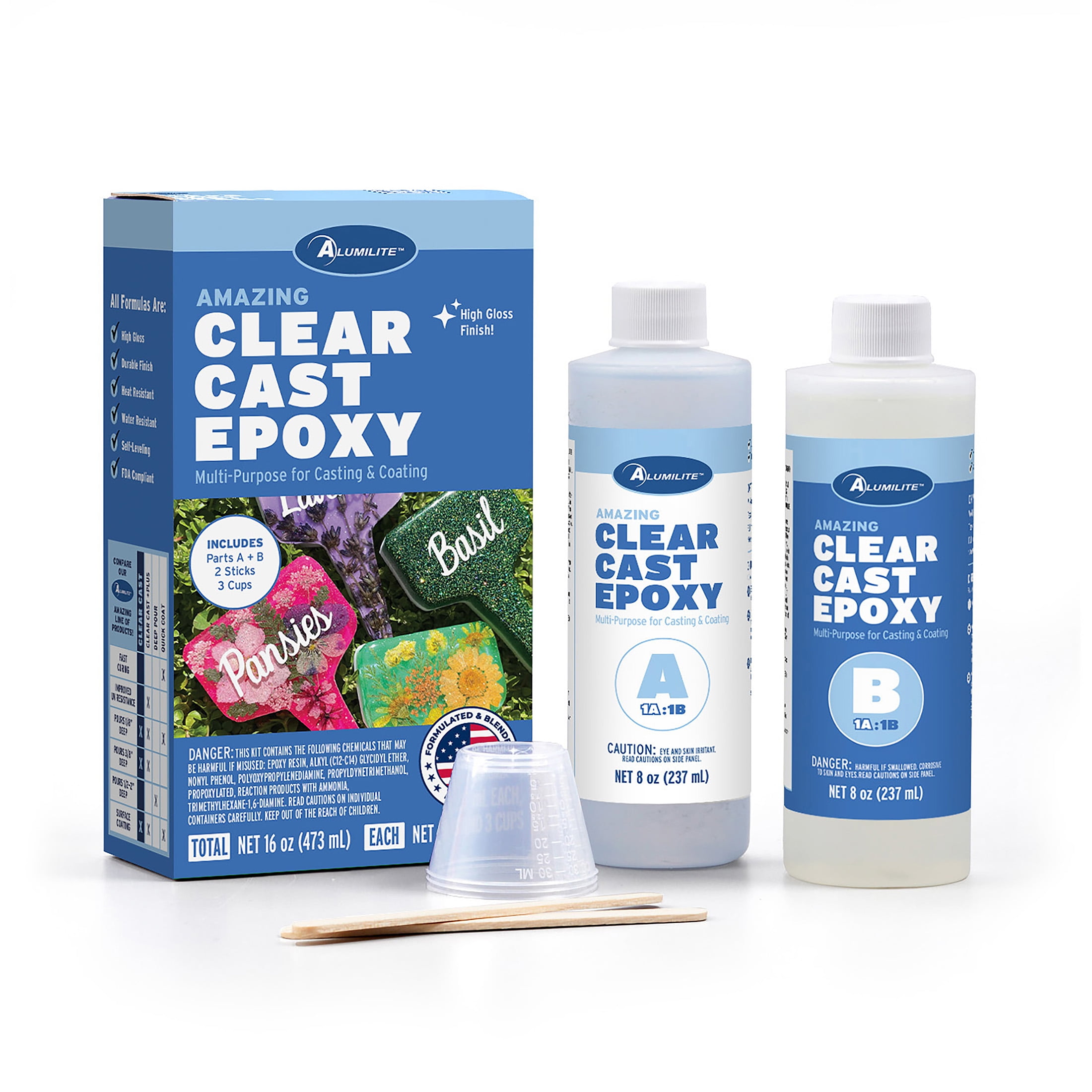 (3 pack) Alumilite Amazing Clear Cast Resin Epoxy Coating, 16 fl oz
