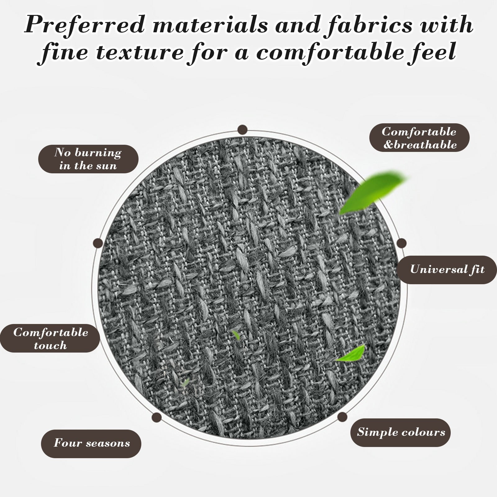 Breathable Linen Car Seat Cover Fully Enclosed Cushion, All Season for Car 20.5x20.5 Inch Easy Fit