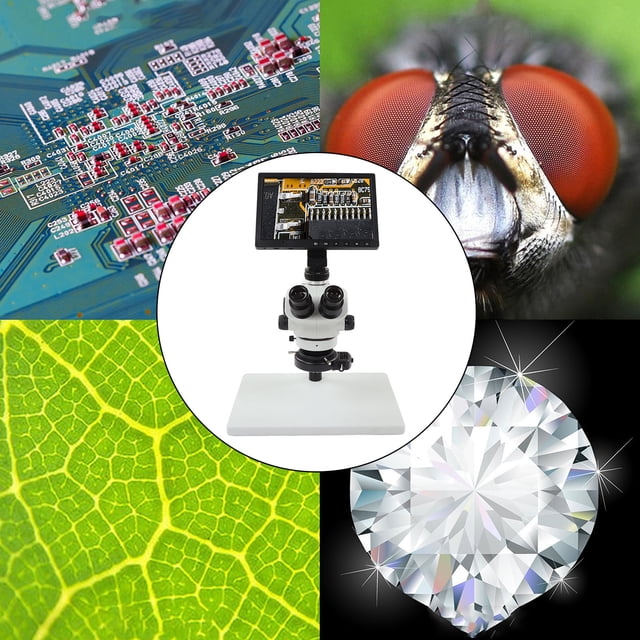 Trinocular Microscope Camera, 16MP Images Practical 10.1 Inch LCD Screen Trinocular Stereo Microscope 3.5X-50X For Jewelry