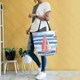 thumbnail image 4 of FORMRS Womens Canvas Tote Bag with Zipper Inner Pocket Shoulder Handbag, Red Sailboats, 4 of 7