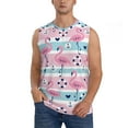 thumbnail image 2 of Goofa Pink Striped Flamingo Printed Men's Sleeveless T-Shirt - Athletic Gym Workout Tank Top for Men - Moisture-Wicking, UPF 30+ Quick-Dry Muscle Tee-, 2 of 8
