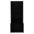 thumbnail image 3 of Black Cabinet For Drinks & Liquor, 4 Shelves, 10 Bottle , Glass Holder Stemware Rack, Spacious Cabinet, Black, Wine Liquor Storage Space, 3 of 5