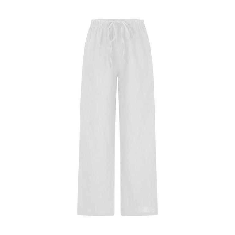 Pure White Linen High Waisted Trouser - WOMEN Pants