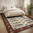 thumbnail image 3 of ODIKA 8'x10' Washable Area Rug Non-Slip Chair-Friendly Mat Fish Fishing Trout Lure Border Cabin Lake Tackle Motif Vintage for Dining Room, Large Office, Lounge, 3 of 7