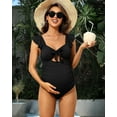 thumbnail image 7 of Beautyin Ruffle One piece Maternity Bathing Suits for Women Ribbed Tie Knot Maternity Swimsuit Cutout Ruched Pregnancy Swimwear, 7 of 7