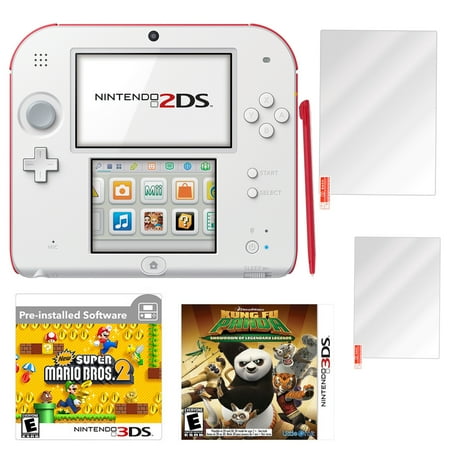 2DS Super Mario Bros 2 Scarlet Red with Kung Fu Panda and Screen Protector