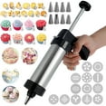 thumbnail image 3 of Cookie Press Tool with 13 Discs 8 Icing Tips Reusable Stainless Steel Dessert Decorator Kit Detachable Cookie Decoration Press Cookie Maker Press DIY Cake Decorating Tool Set for Kitchen, 3 of 10