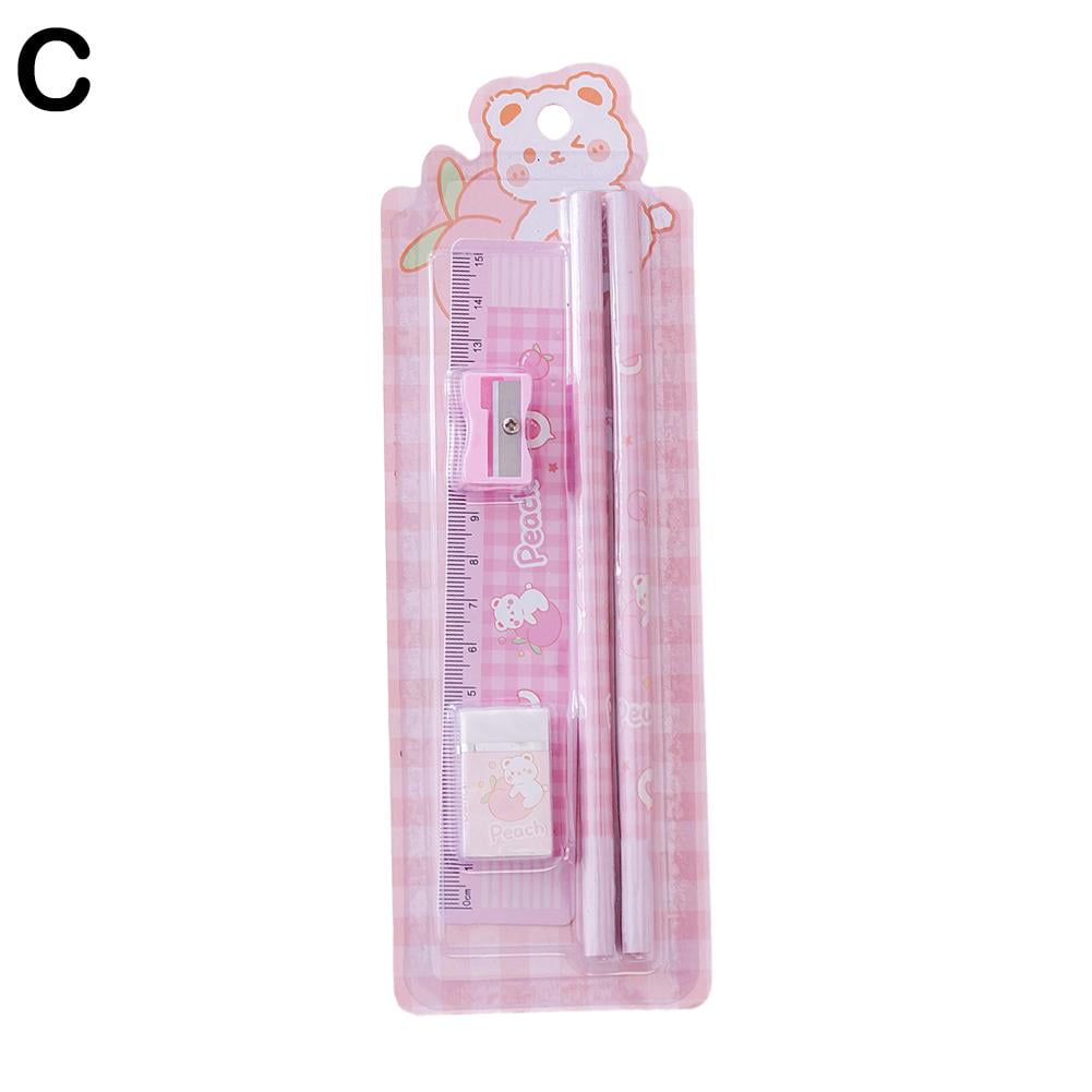 Student Cute Stationery Set Pencil Eraser Ruler Sharpener School S2G9