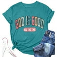 thumbnail image 2 of Women's Christian T Shirts Letter Printed Short Sleeve Round Neck Tops Faith Inspirational Trendy Casual Pullover Tees, 2 of 4
