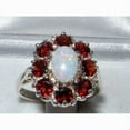 thumbnail image 2 of LBG 14k White Gold Natural Opal and Garnet Womens Anniversary Ring - Size 10.25, 2 of 4