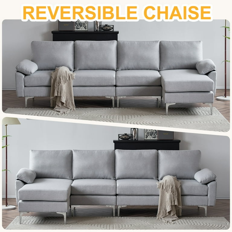 Ktaxon Small Space Sectional Sofa Set, L Shaped Linen Couch